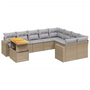 Maison exclusive - salon de jardin avec coussins 10 pcs beige résine tressée