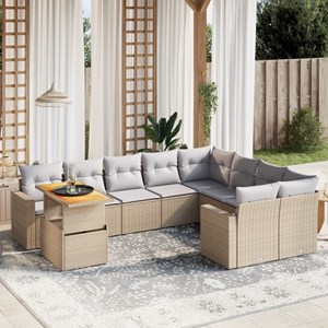 Maison exclusive - salon de jardin avec coussins 10 pcs beige résine tressée