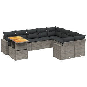 Maison exclusive - salon de jardin avec coussins 10 pcs gris résine tressée