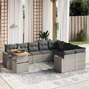 Maison exclusive - salon de jardin avec coussins 10 pcs gris résine tressée
