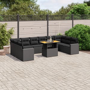 Maison exclusive - salon de jardin 11 pcs avec coussins noir résine tressée