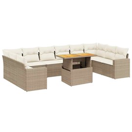 Maison exclusive - salon de jardin 11 pcs avec coussins beige résine tressée