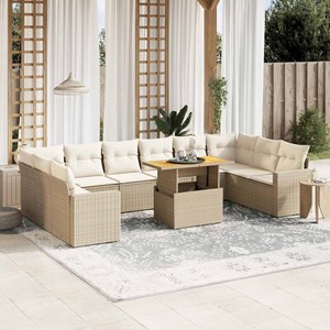 Maison exclusive - salon de jardin 11 pcs avec coussins beige résine tressée