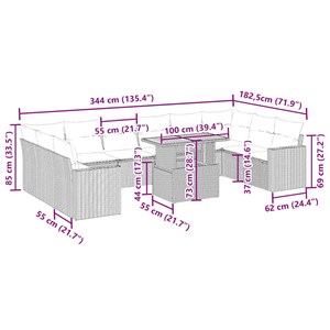 Maison exclusive - salon de jardin 11 pcs avec coussins beige résine tressée