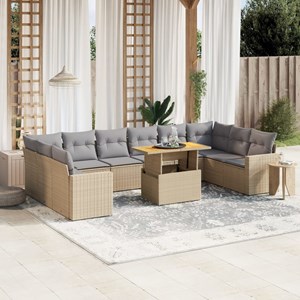 Maison exclusive - salon de jardin 11 pcs avec coussins beige résine tressée