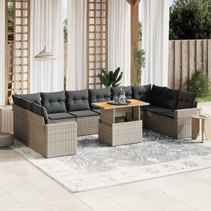 Maison exclusive - salon de jardin 11 pcs avec coussins gris résine tressée