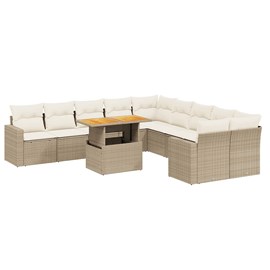 Maison exclusive - salon de jardin 11 pcs avec coussins beige résine tressée