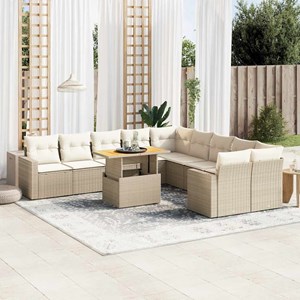 Maison exclusive - salon de jardin 11 pcs avec coussins beige résine tressée