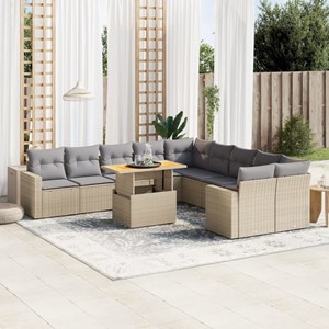 Maison exclusive - salon de jardin 11 pcs avec coussins beige résine tressée