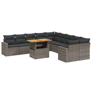 Maison exclusive - salon de jardin 11 pcs avec coussins gris résine tressée