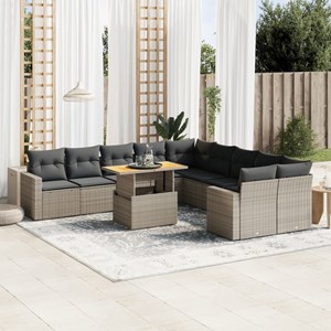 Maison exclusive - salon de jardin 11 pcs avec coussins gris résine tressée