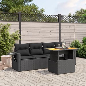 Maison exclusive - salon de jardin 5 pcs avec coussins noir résine tressée