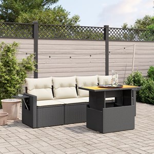 Maison exclusive - salon de jardin 5 pcs avec coussins noir résine tressée