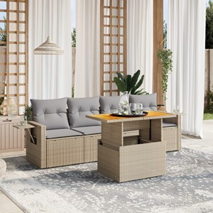 Maison exclusive - salon de jardin avec coussins 5 pcs beige résine tressée
