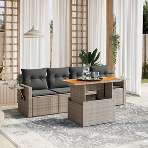Maison exclusive - salon de jardin 5 pcs avec coussins gris résine tressée
