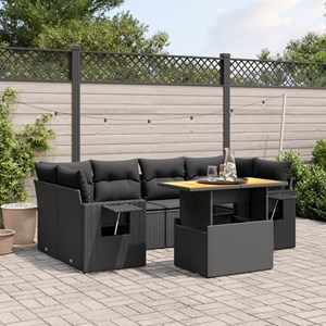 Maison exclusive - salon de jardin 7 pcs avec coussins noir résine tressée