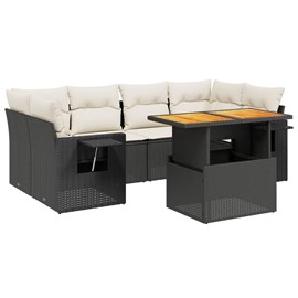 Maison exclusive - salon de jardin 7 pcs avec coussins noir résine tressée