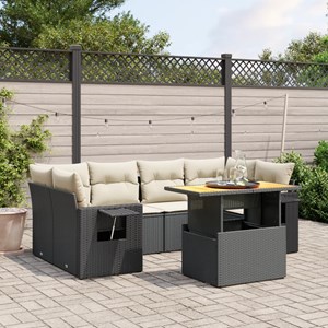 Maison exclusive - salon de jardin 7 pcs avec coussins noir résine tressée