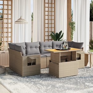 Maison exclusive - salon de jardin avec coussins 7 pcs beige résine tressée