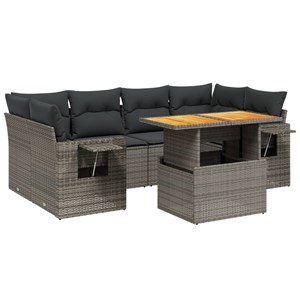 Maison exclusive - salon de jardin avec coussins 7 pcs gris résine tressée