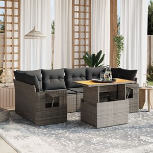 Maison exclusive - salon de jardin avec coussins 7 pcs gris résine tressée