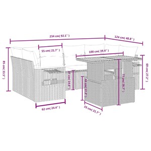 Maison exclusive - salon de jardin avec coussins 7 pcs gris résine tressée