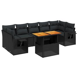 Maison exclusive - salon de jardin 8 pcs avec coussins noir résine tressée
