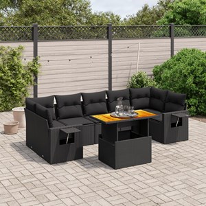 Maison exclusive - salon de jardin 8 pcs avec coussins noir résine tressée