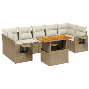 Maison exclusive - salon de jardin avec coussins 8 pcs beige résine tressée