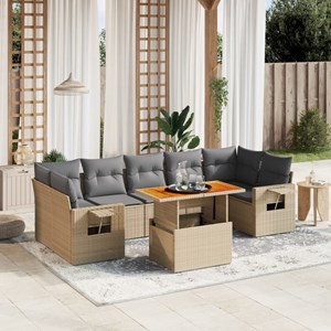 Maison exclusive - salon de jardin avec coussins 8 pcs beige résine tressée
