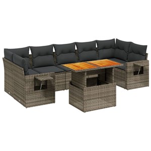 Maison exclusive - salon de jardin 8 pcs avec coussins gris résine tressée