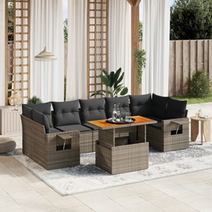 Maison exclusive - salon de jardin 8 pcs avec coussins gris résine tressée