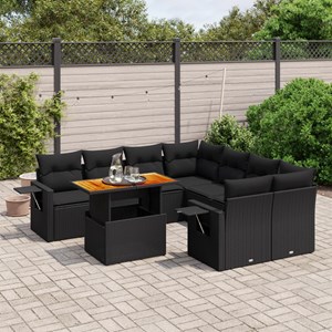 Maison exclusive - salon de jardin 9 pcs avec coussins noir résine tressée
