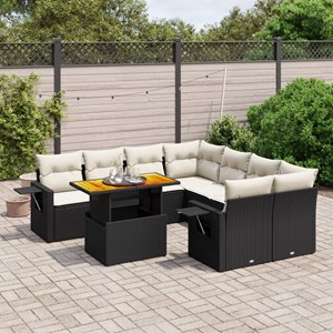 Maison exclusive - salon de jardin 9 pcs avec coussins noir résine tressée