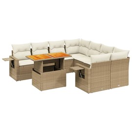 Maison exclusive - salon de jardin avec coussins 9 pcs beige résine tressée
