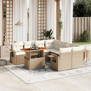 Maison exclusive - salon de jardin avec coussins 9 pcs beige résine tressée
