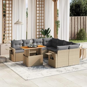 Maison exclusive - salon de jardin avec coussins 9 pcs beige résine tressée