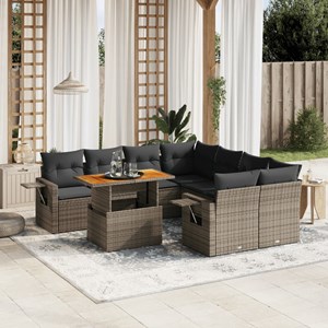 Maison exclusive - salon de jardin 9 pcs avec coussins gris résine tressée