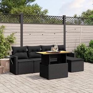 Maison exclusive - salon de jardin 6 pcs avec coussins noir résine tressée