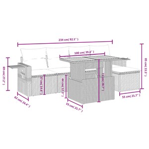 Maison exclusive - salon de jardin 6 pcs avec coussins noir résine tressée