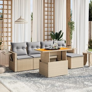Maison exclusive - salon de jardin avec coussins 6 pcs beige résine tressée
