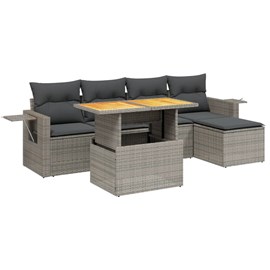 Maison exclusive - salon de jardin 6 pcs avec coussins gris résine tressée