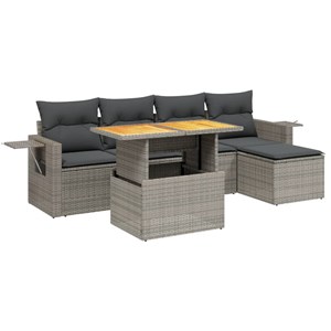 Maison exclusive - salon de jardin 6 pcs avec coussins gris résine tressée