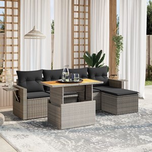 Maison exclusive - salon de jardin 6 pcs avec coussins gris résine tressée