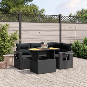 Maison exclusive - salon de jardin 5 pcs avec coussins noir résine tressée
