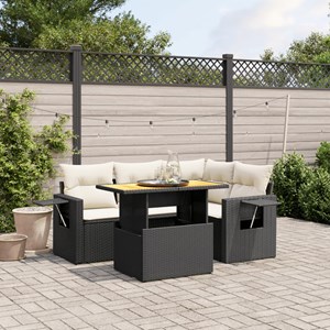 Maison exclusive - salon de jardin 5 pcs avec coussins noir résine tressée