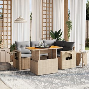 Maison exclusive - salon de jardin avec coussins 5 pcs beige résine tressée