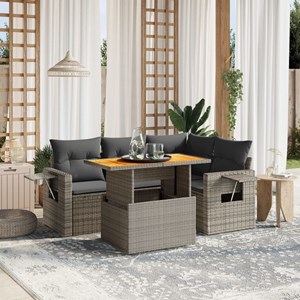 Maison exclusive - salon de jardin 5 pcs avec coussins gris résine tressée
