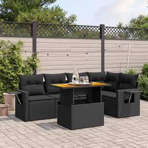 Maison exclusive - salon de jardin 6 pcs avec coussins noir résine tressée