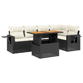 Maison exclusive - salon de jardin 6 pcs avec coussins noir résine tressée